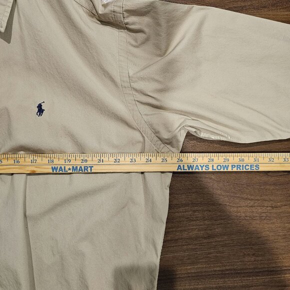 RALPH LAUREN POLO MENS SHIRT LARGE TAN BLAKE CLASSIC LONG SLEEVE BUTTON DENIM - Picture 6 of 7